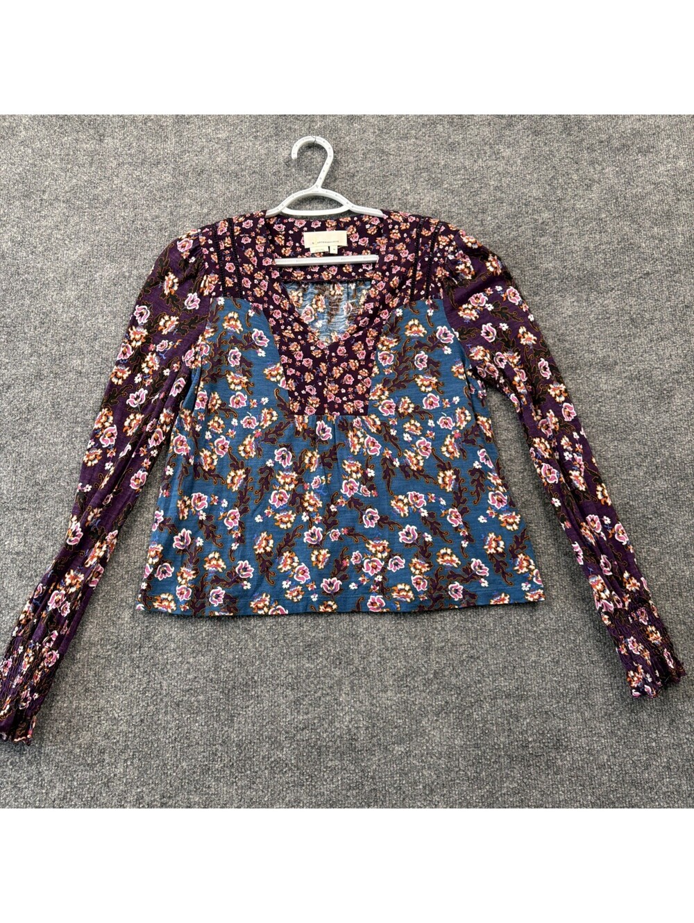 Anthropology XS Pull Over Purple And Teal Long Sleeve Shirt